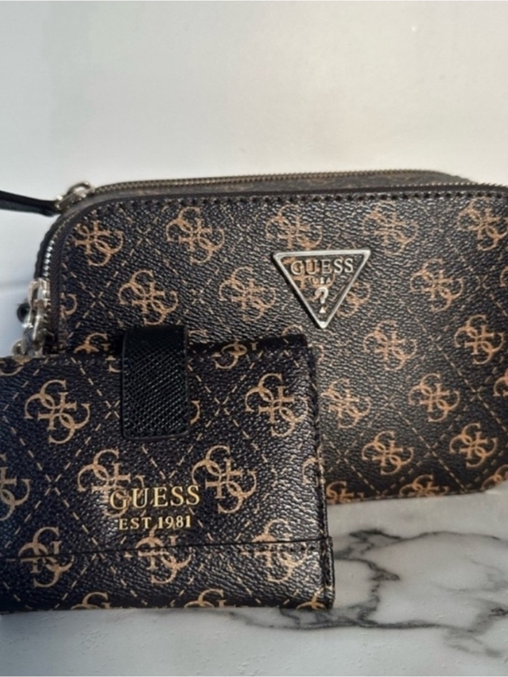 GUESS Brown Two Tone Crossbody Purse with Wallet